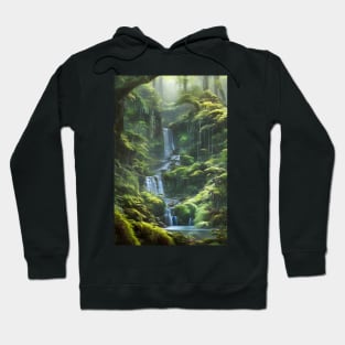 Waterfalls in a Greenish Forest Hoodie